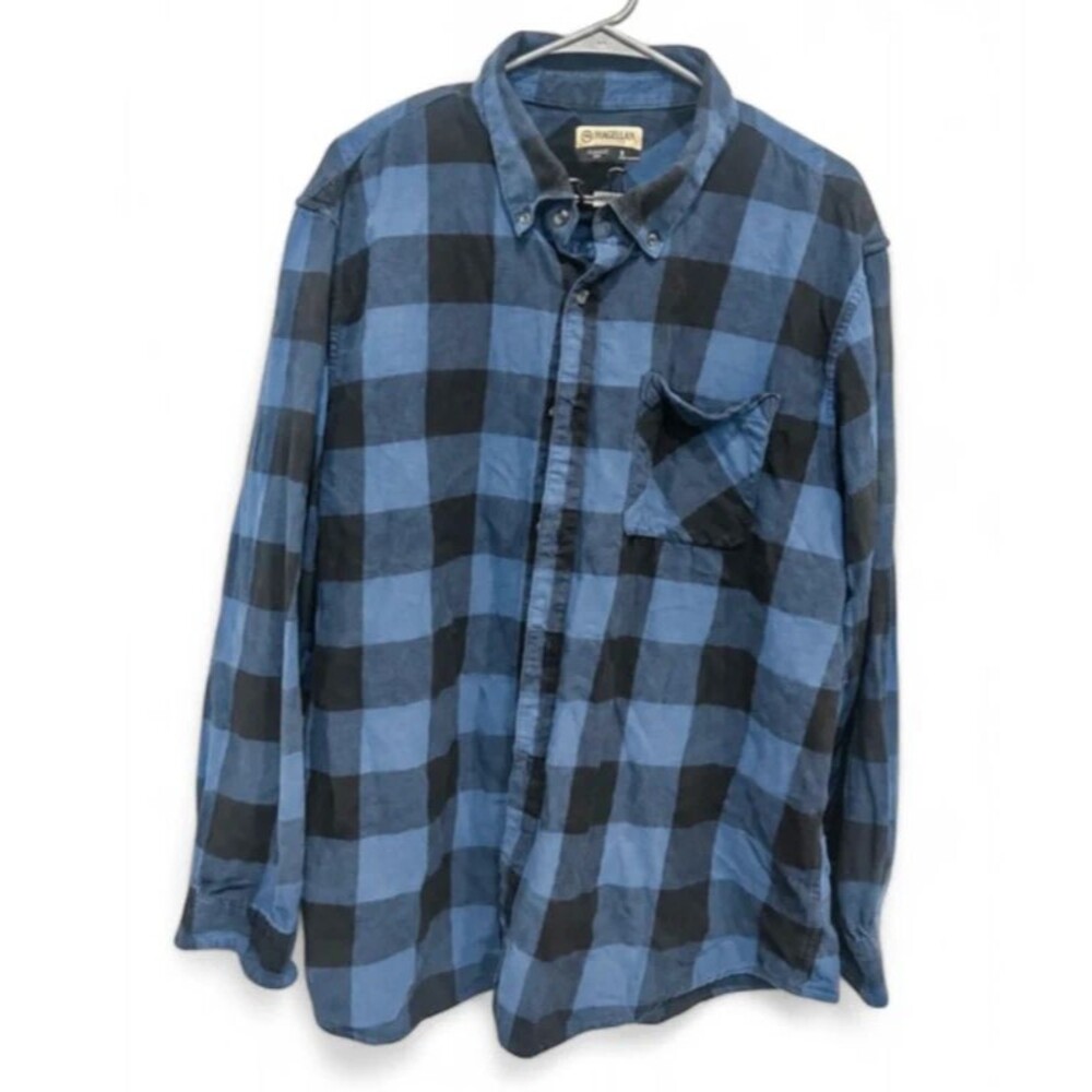 Magellan Outdoors Men’s XL Blue & Black Buffalo Plaid Flannel Button-Down Shirt